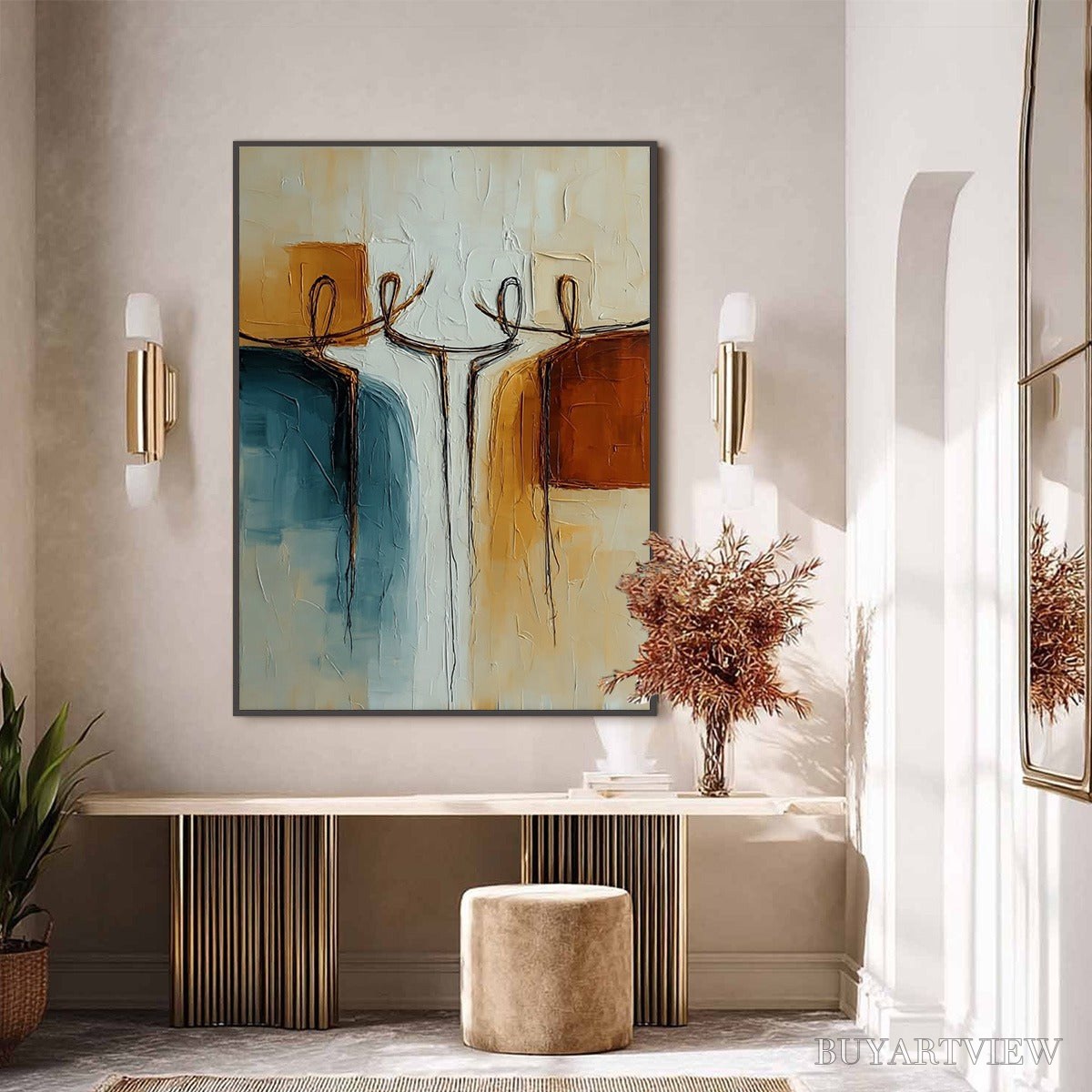 BUYARTVIEW Unity – Textured Abstract Painting of Connected Figures - image 6