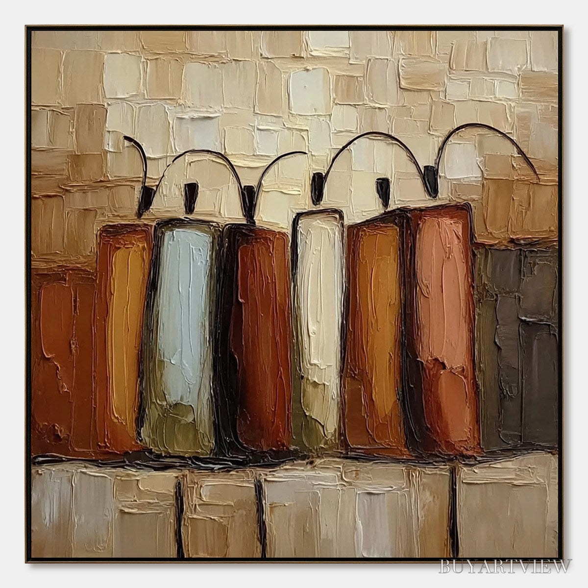BUYARTVIEW the Collective – Square Abstract Impasto Palette Knife Painting - image 1