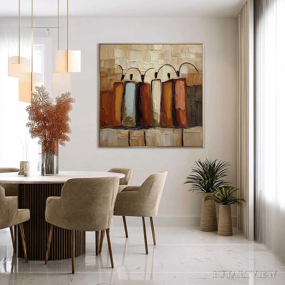 BUYARTVIEW the Collective – Square Abstract Impasto Palette Knife Painting - image 4