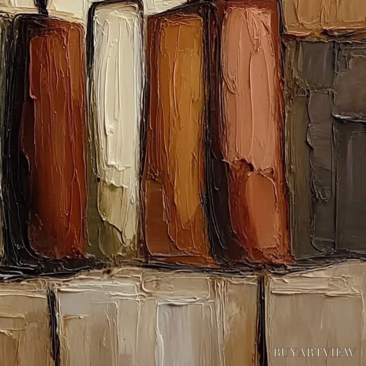 BUYARTVIEW the Collective – Square Abstract Impasto Palette Knife Painting - image 5