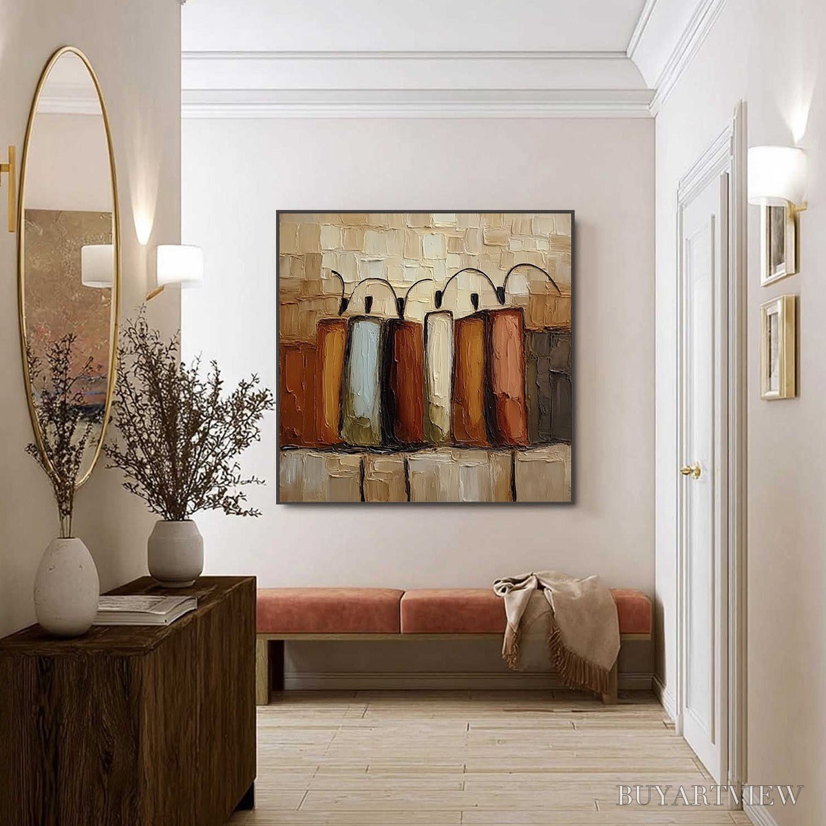 BUYARTVIEW the Collective – Square Abstract Impasto Palette Knife Painting - image 6