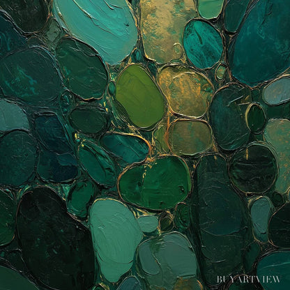 BUYARTVIEW Emerald Riverbed Green Gold Textured Abstract Oil Painting - image 5