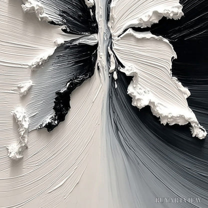 BUYARTVIEW Metamorphosis – Heavy Texture Black and White Butterfly Painting - image 3