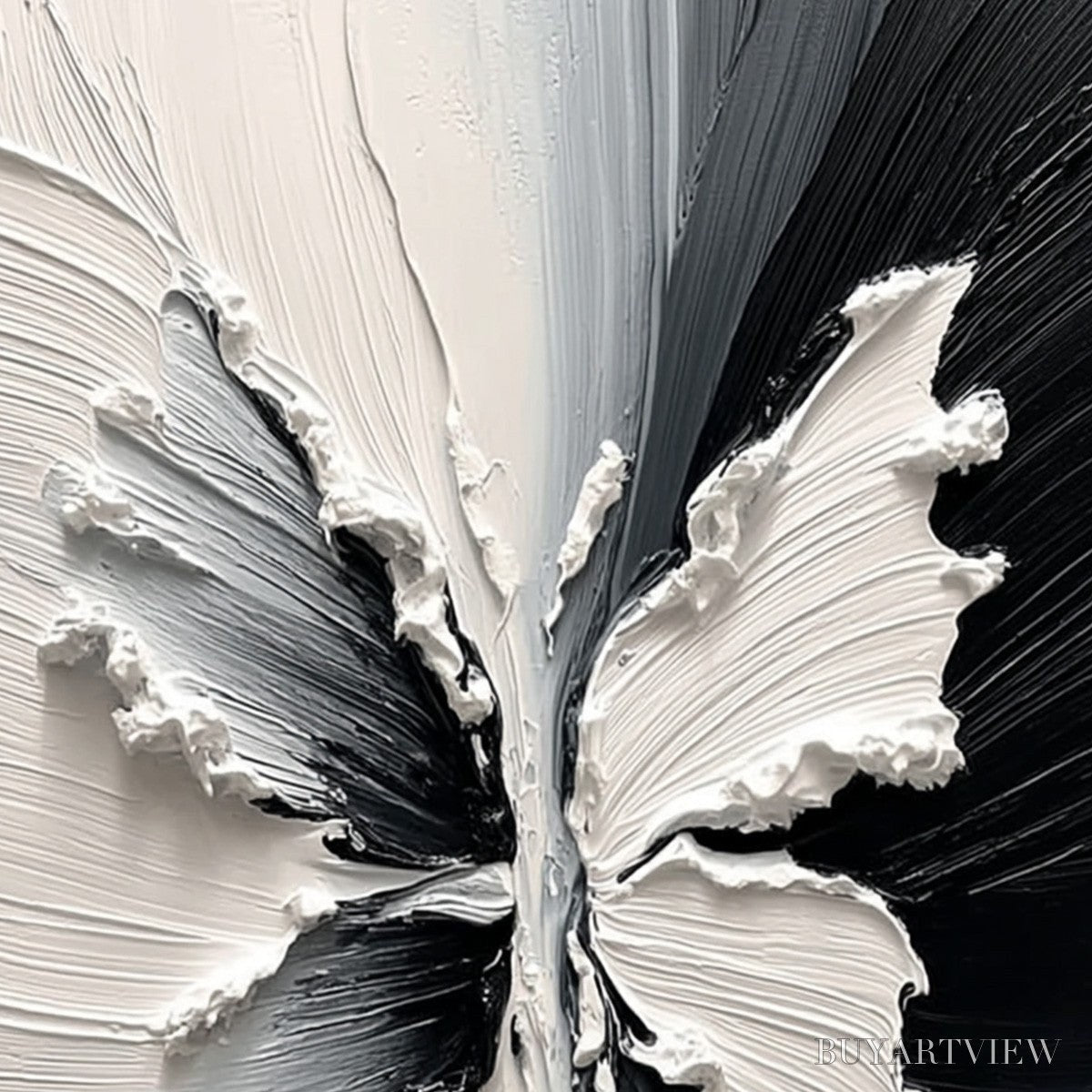 BUYARTVIEW Metamorphosis – Heavy Texture Black and White Butterfly Painting - image 5