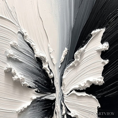 BUYARTVIEW Metamorphosis – Heavy Texture Black and White Butterfly Painting - image 5