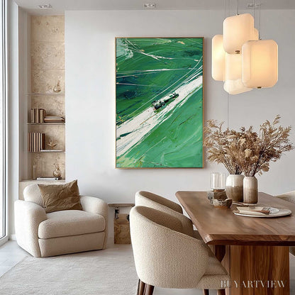 BUYARTVIEW Verdant Velocity – Textured Impasto Painting of a Vintage Racing Car - image 4