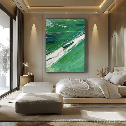 BUYARTVIEW Verdant Velocity – Textured Impasto Painting of a Vintage Racing Car - image 6