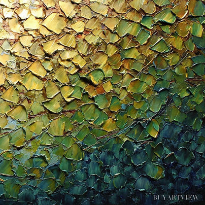 BUYARTVIEW Golden Canopy – Heavily Textured Gold & Green Abstract Impasto Painting - image 5