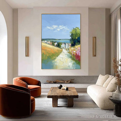 BUYARTVIEW Via Al Mare – Textured Impasto Painting of a Coastal Village Path - image 2