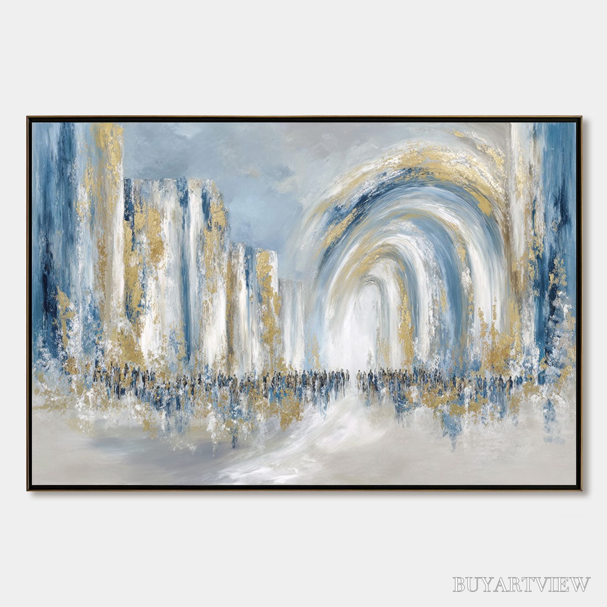 BUYARTVIEW Procession – Textured Abstract Painting of a Golden Journey - image 1