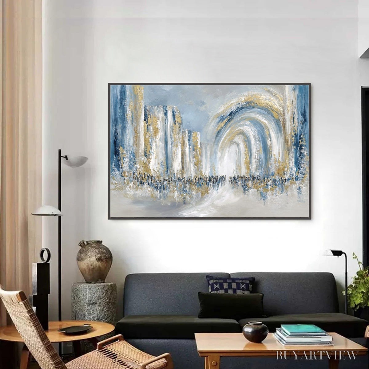 BUYARTVIEW Procession – Textured Abstract Painting of a Golden Journey - image 2