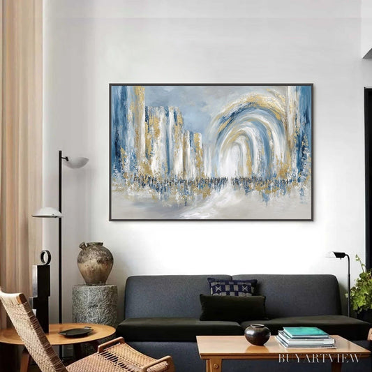 BUYARTVIEW Procession – Textured Abstract Painting of a Golden Journey - image 2