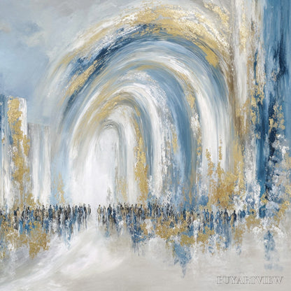 BUYARTVIEW Procession – Textured Abstract Painting of a Golden Journey - image 3