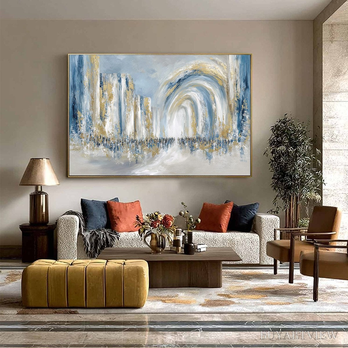 BUYARTVIEW Procession – Textured Abstract Painting of a Golden Journey - image 4