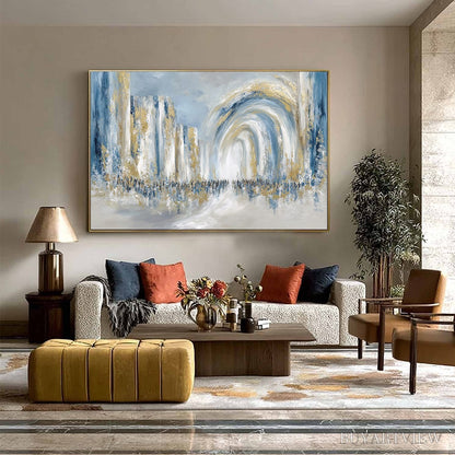 BUYARTVIEW Procession – Textured Abstract Painting of a Golden Journey - image 4