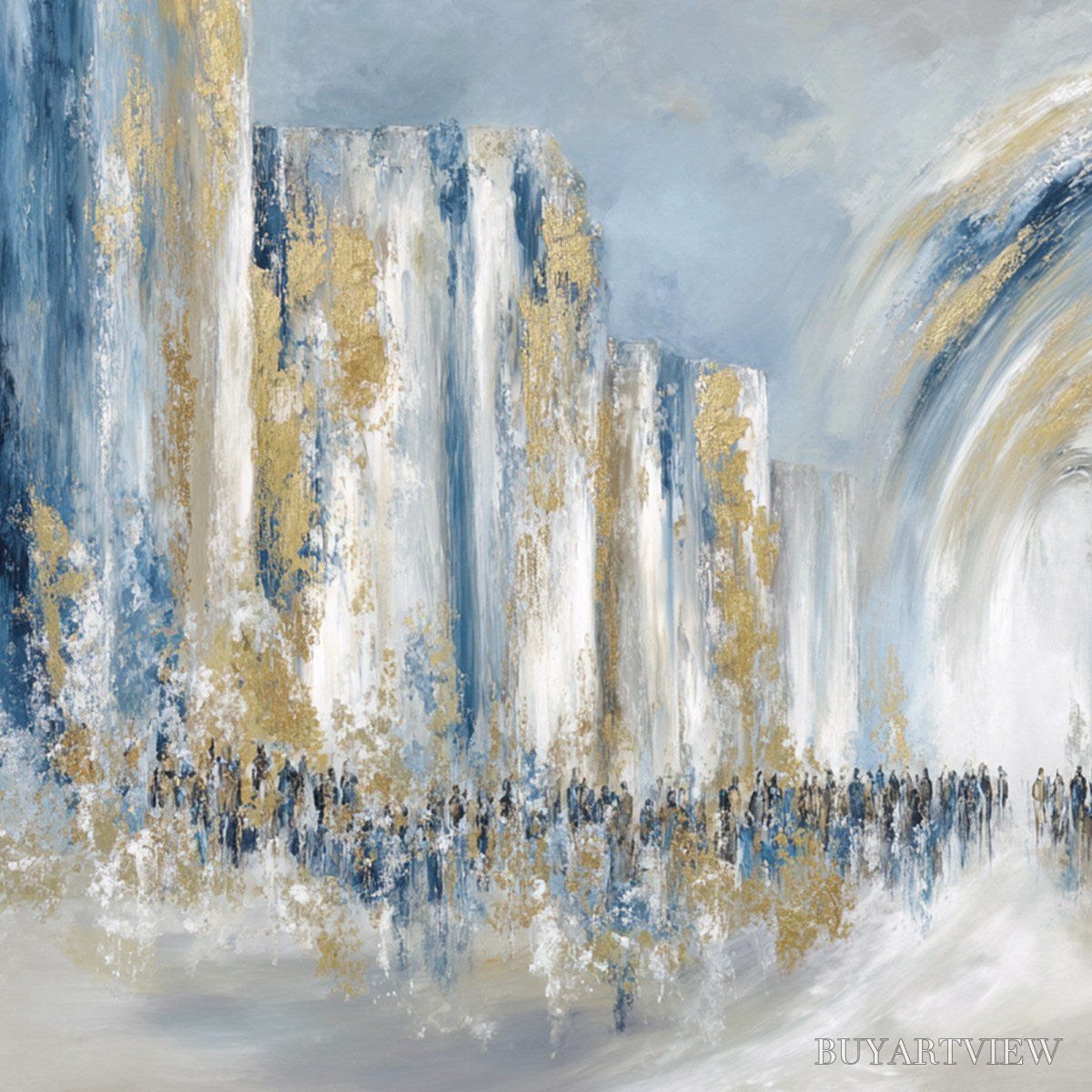 BUYARTVIEW Procession – Textured Abstract Painting of a Golden Journey - image 5