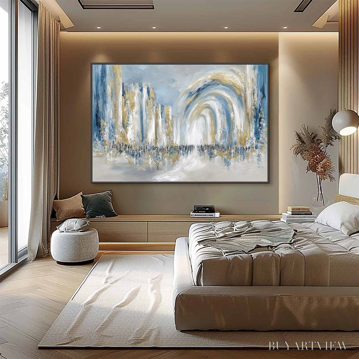 BUYARTVIEW Procession – Textured Abstract Painting of a Golden Journey - image 6