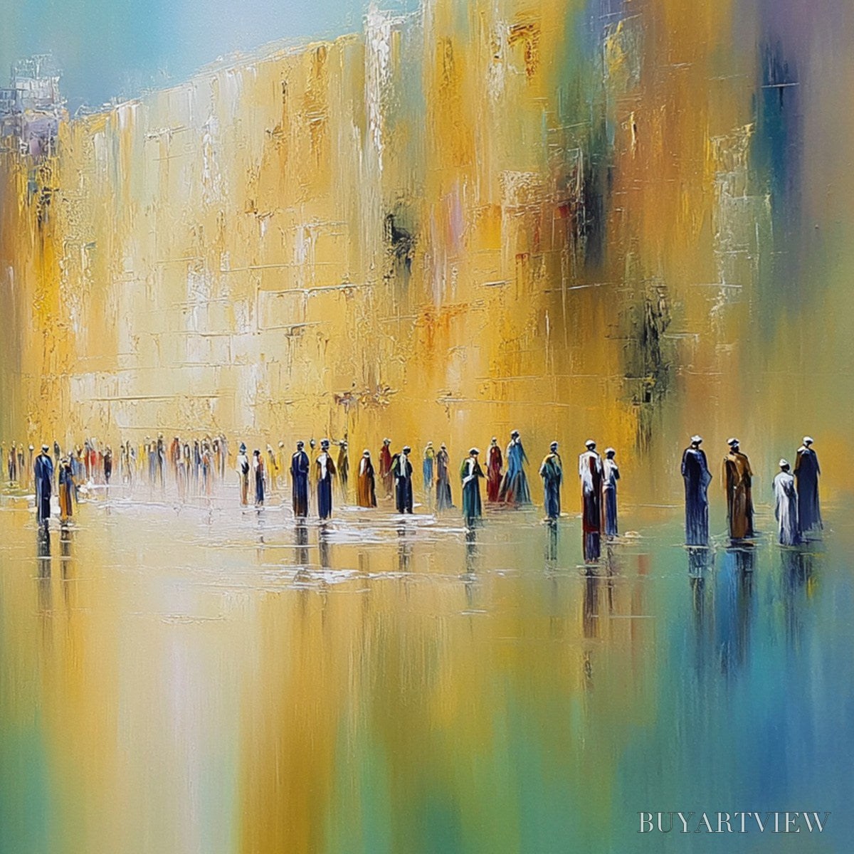 BUYARTVIEW Wall of Whispers | Textured Abstract Cityscape Oil Painting - image 3