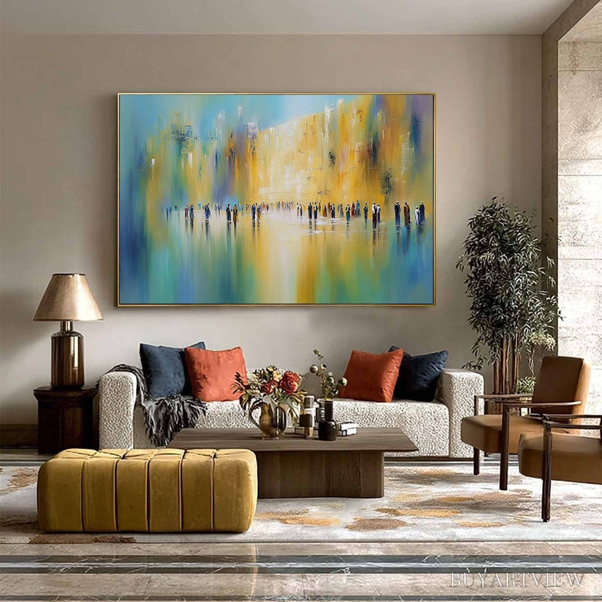 BUYARTVIEW Wall of Whispers | Textured Abstract Cityscape Oil Painting - image 4