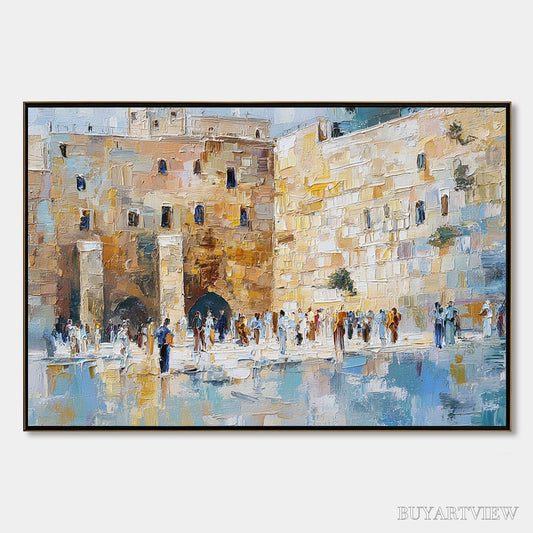 BUYARTVIEW Echoes of Eternity – Textured Impasto Painting of a Historic Cityscape - image 1