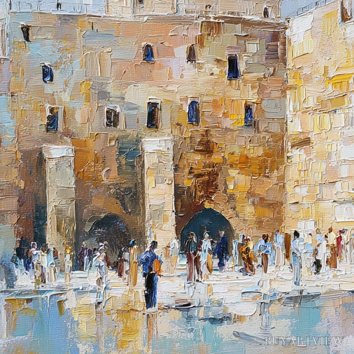 BUYARTVIEW Echoes of Eternity – Textured Impasto Painting of a Historic Cityscape - image 3