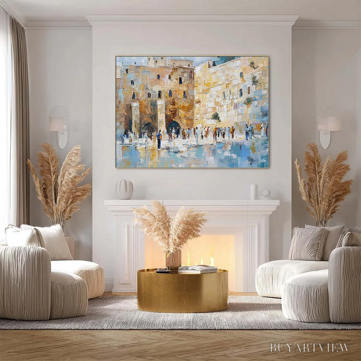 BUYARTVIEW Echoes of Eternity – Textured Impasto Painting of a Historic Cityscape - image 4