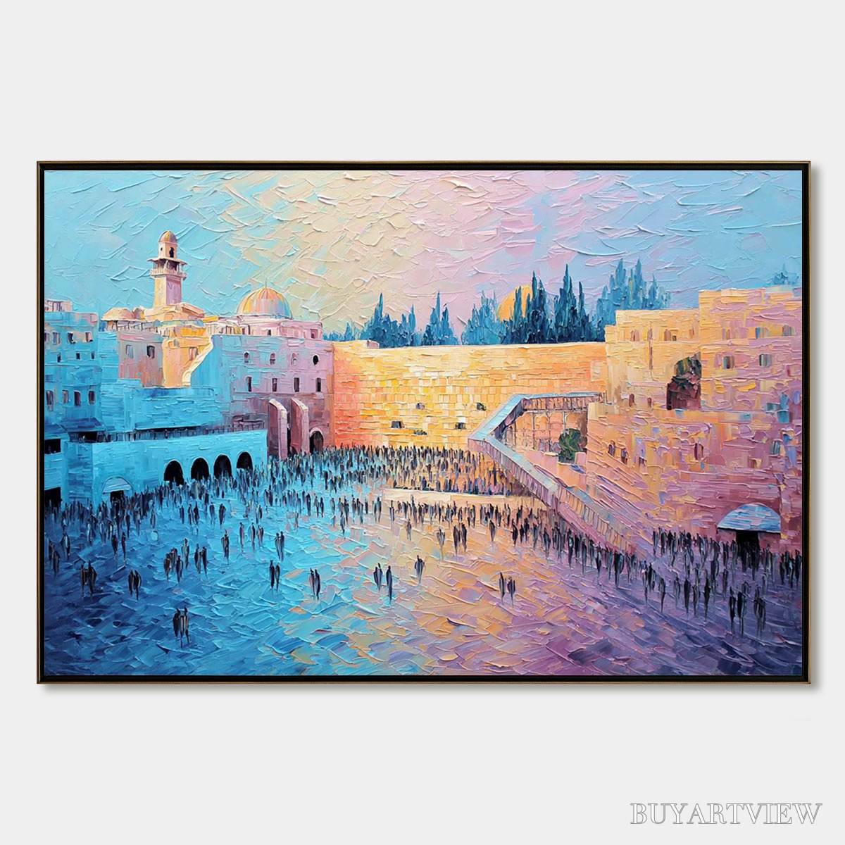 BUYARTVIEW Eternal Prayer – Textured Impasto Painting of Jerusalem's Western Wall - image 1