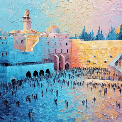 BUYARTVIEW Eternal Prayer – Textured Impasto Painting of Jerusalem's Western Wall - image 5
