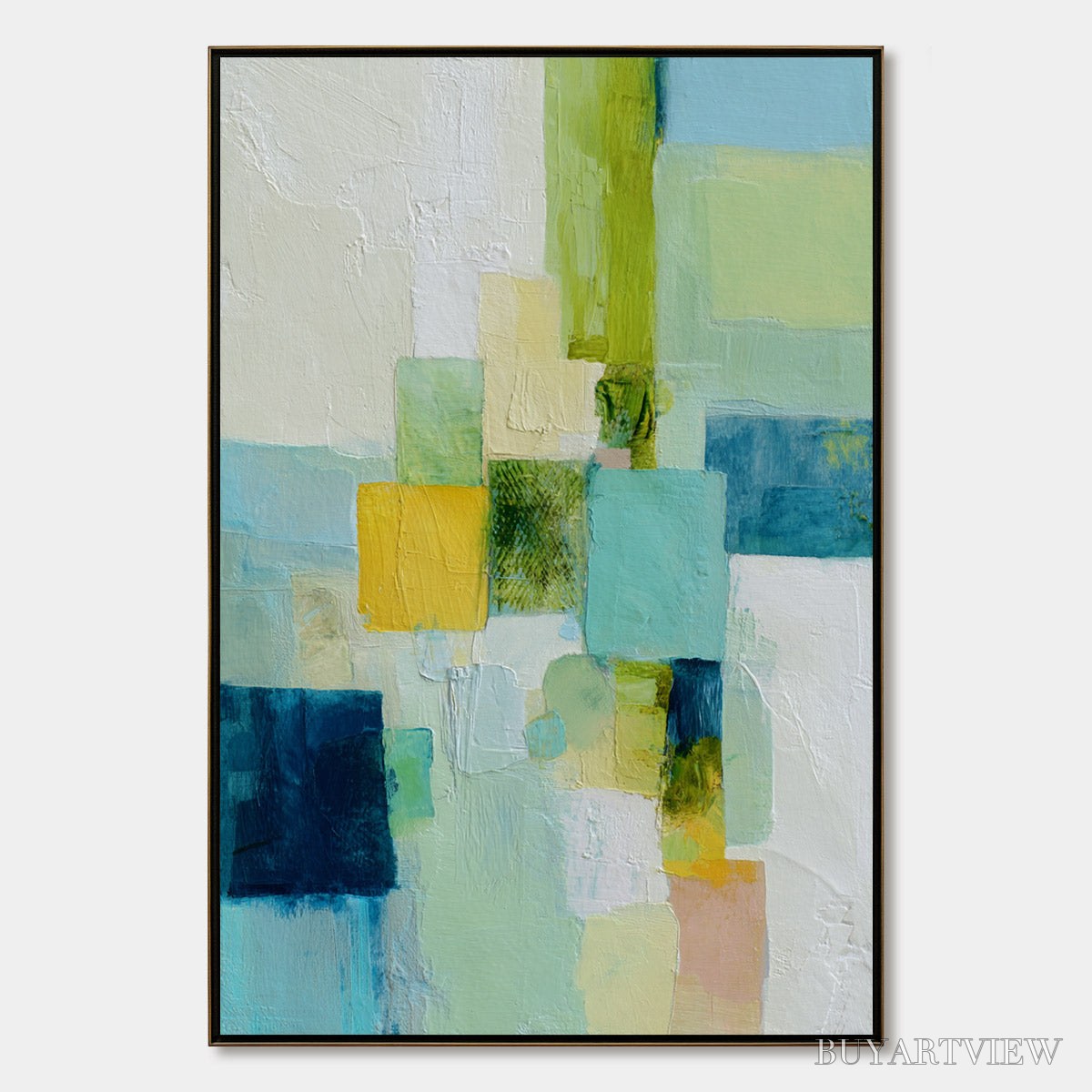 BUYARTVIEW Coastal Mosaic – Textured Abstract Color Block Painting - image 1