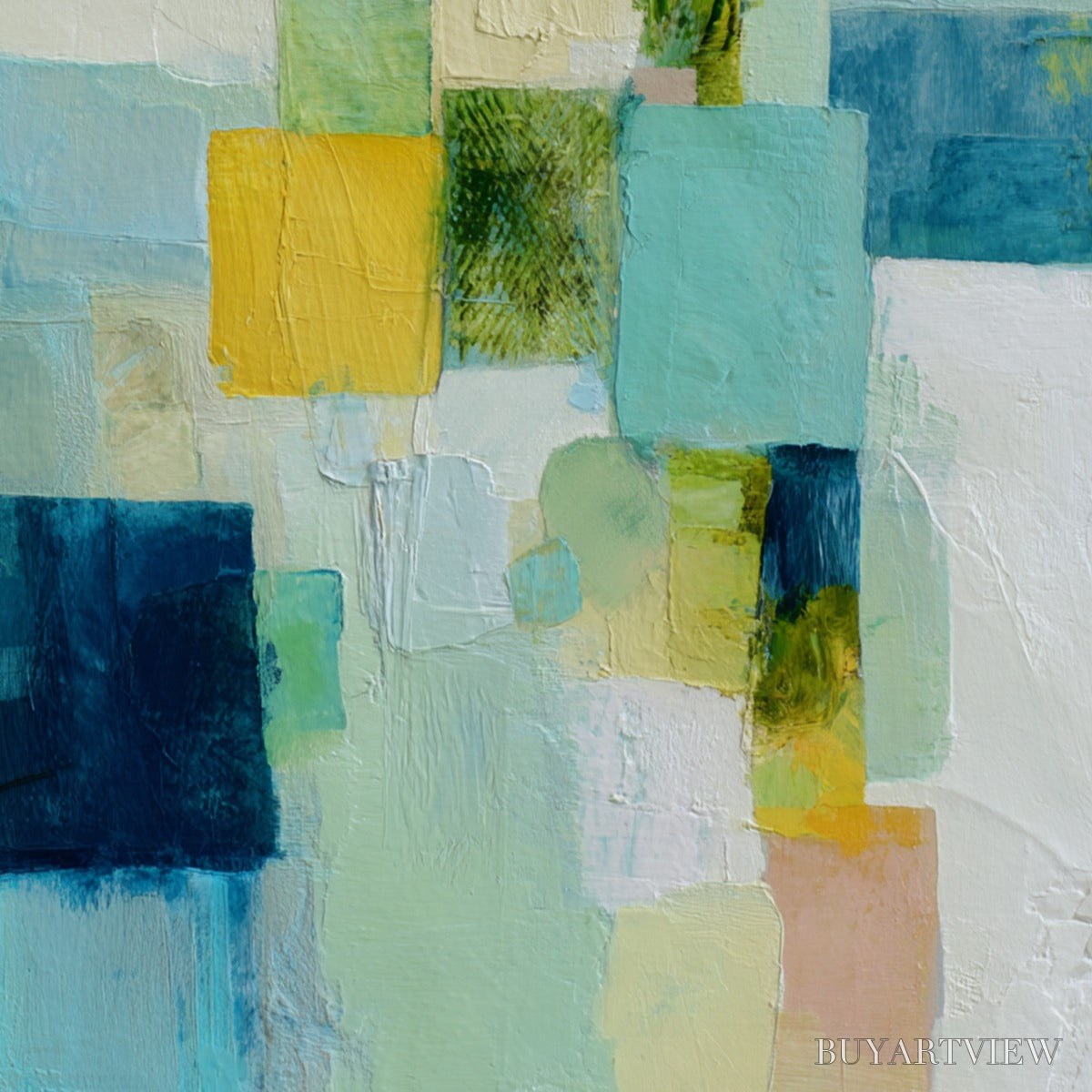 BUYARTVIEW Coastal Mosaic – Textured Abstract Color Block Painting - image 3