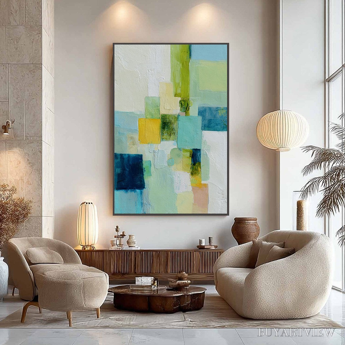 BUYARTVIEW Coastal Mosaic – Textured Abstract Color Block Painting - image 4