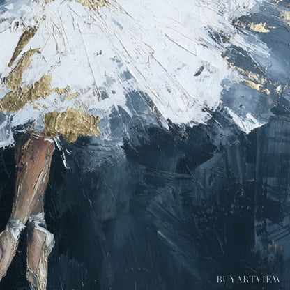 BUYARTVIEW Ethereal Poise – Textured Gold Leaf Ballerina Painting - image 5