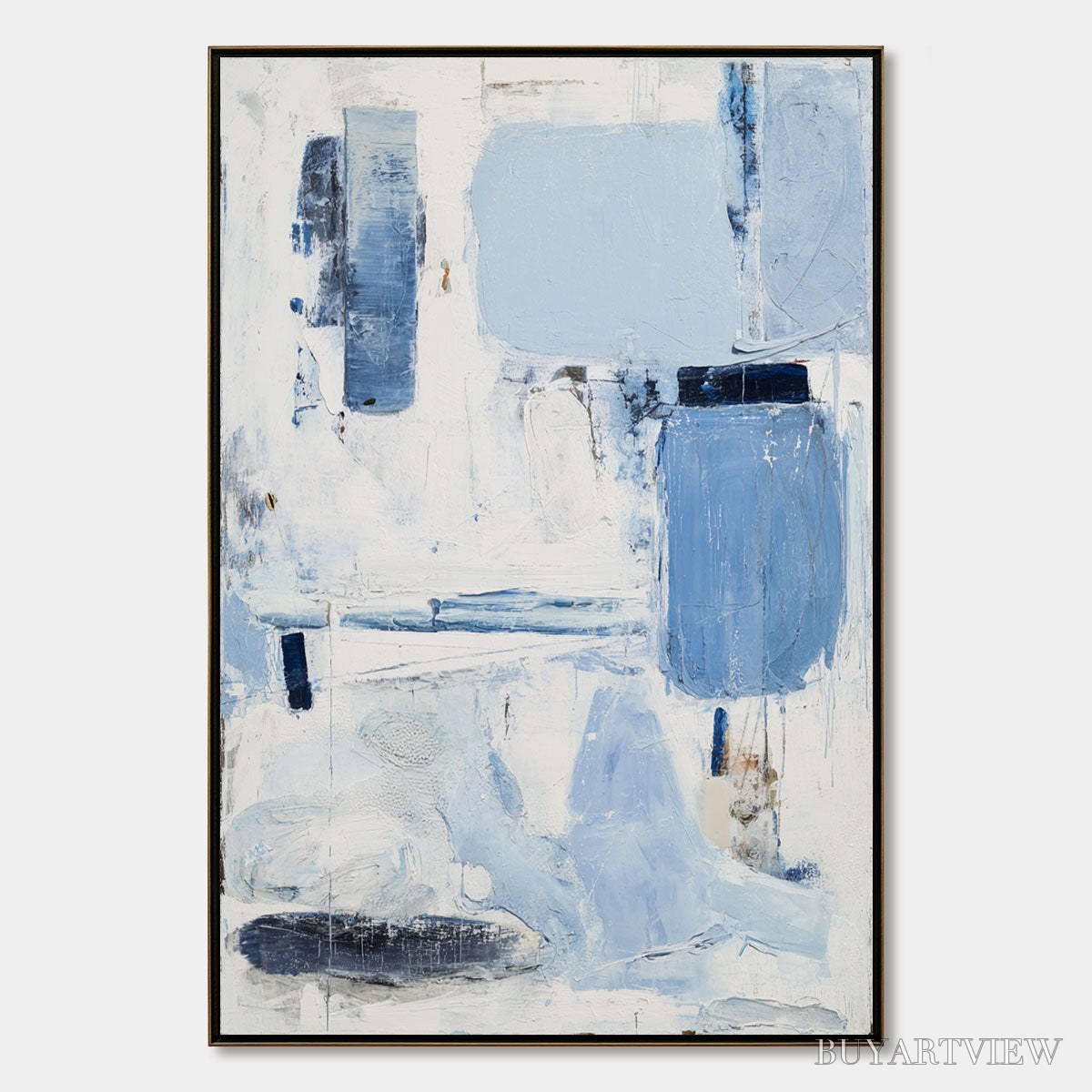 BUYARTVIEW Aegean Deconstruct – Textured Blue and White Abstract Painting - image 1