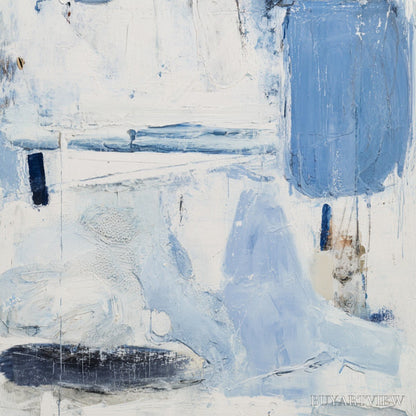BUYARTVIEW Aegean Deconstruct – Textured Blue and White Abstract Painting - image 3