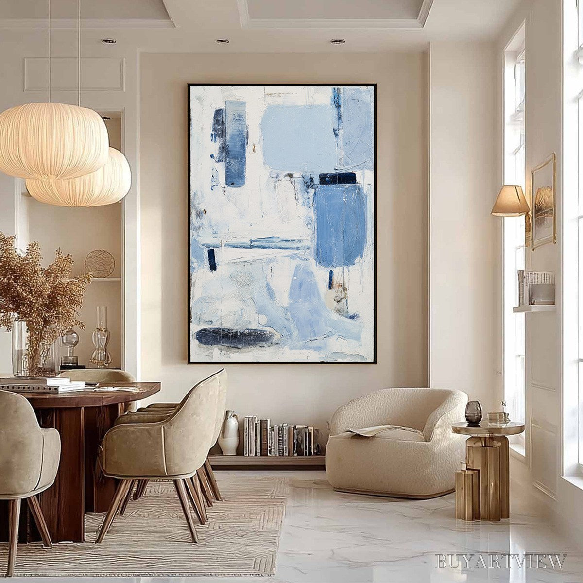 BUYARTVIEW Aegean Deconstruct – Textured Blue and White Abstract Painting - image 4