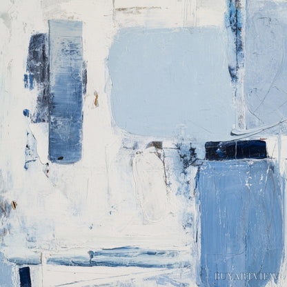 BUYARTVIEW Aegean Deconstruct – Textured Blue and White Abstract Painting - image 5