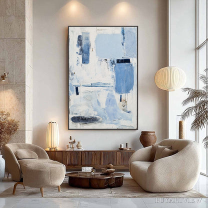 BUYARTVIEW Aegean Deconstruct – Textured Blue and White Abstract Painting - image 6