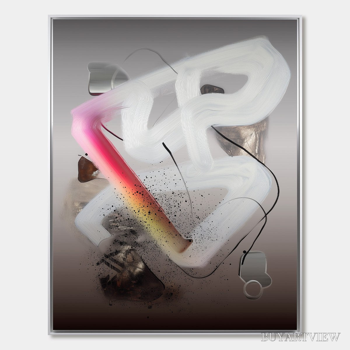 BUYARTVIEW Ethereal Drift – Abstract Textured Oil Painting on Grey - image 1