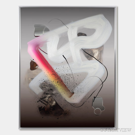 BUYARTVIEW Ethereal Drift – Abstract Textured Oil Painting on Grey - image 1