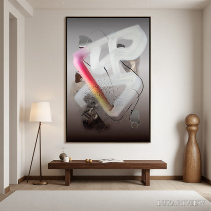 BUYARTVIEW Ethereal Drift – Abstract Textured Oil Painting on Grey - image 2
