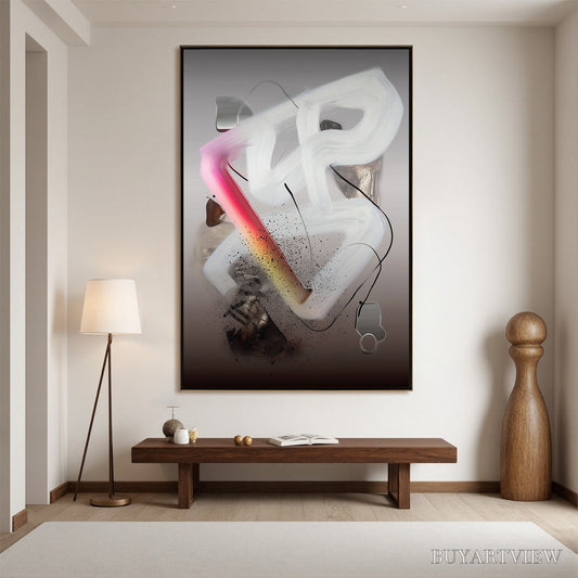 BUYARTVIEW Ethereal Drift – Abstract Textured Oil Painting on Grey - image 2