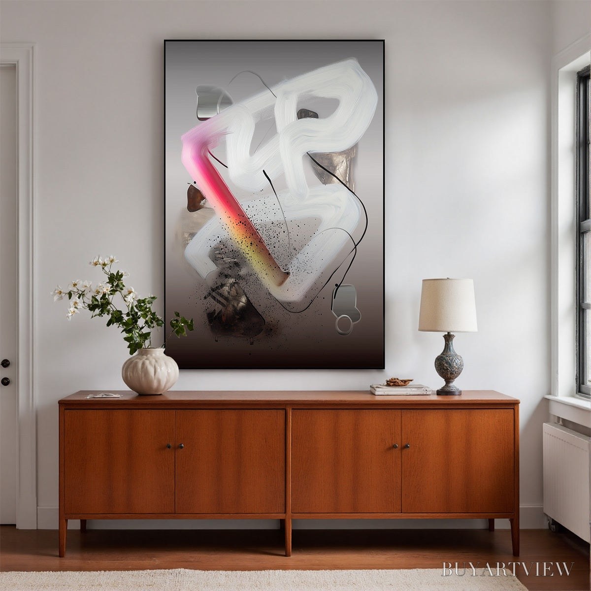 BUYARTVIEW Ethereal Drift – Abstract Textured Oil Painting on Grey - image 4