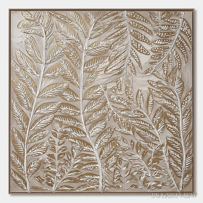 BUYARTVIEW Golden Botanicals – Textured Metallic Gold Leaf Oil Painting - image 1