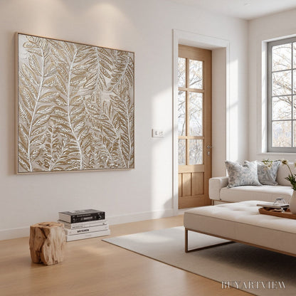 BUYARTVIEW Golden Botanicals – Textured Metallic Gold Leaf Oil Painting - image 3