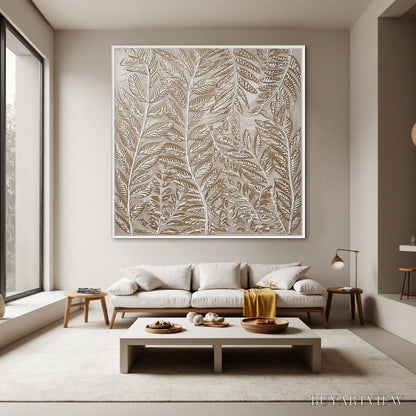BUYARTVIEW Golden Botanicals – Textured Metallic Gold Leaf Oil Painting - image 4
