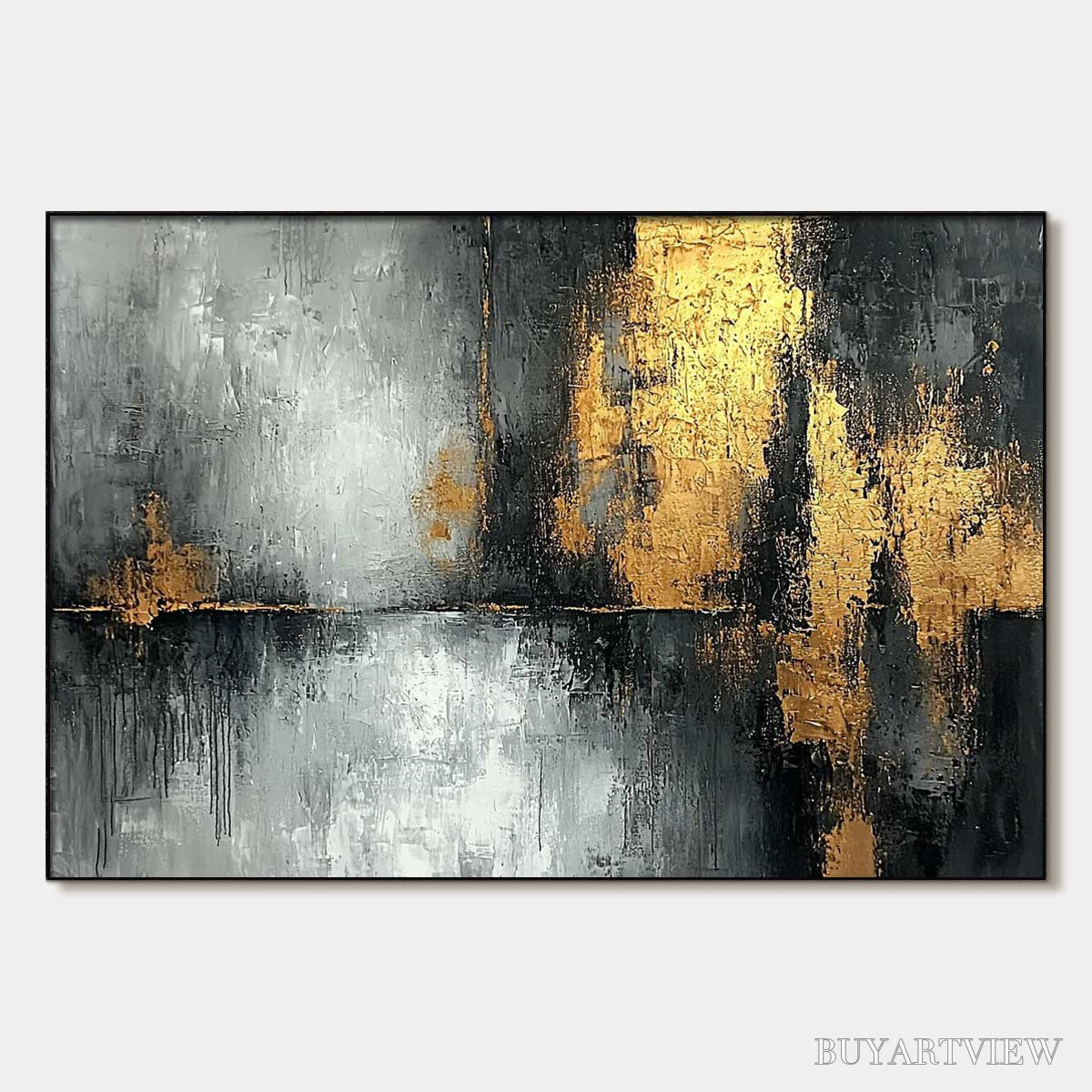 BUYARTVIEW Golden Embrace – Textured Abstract Oil Painting - image 1