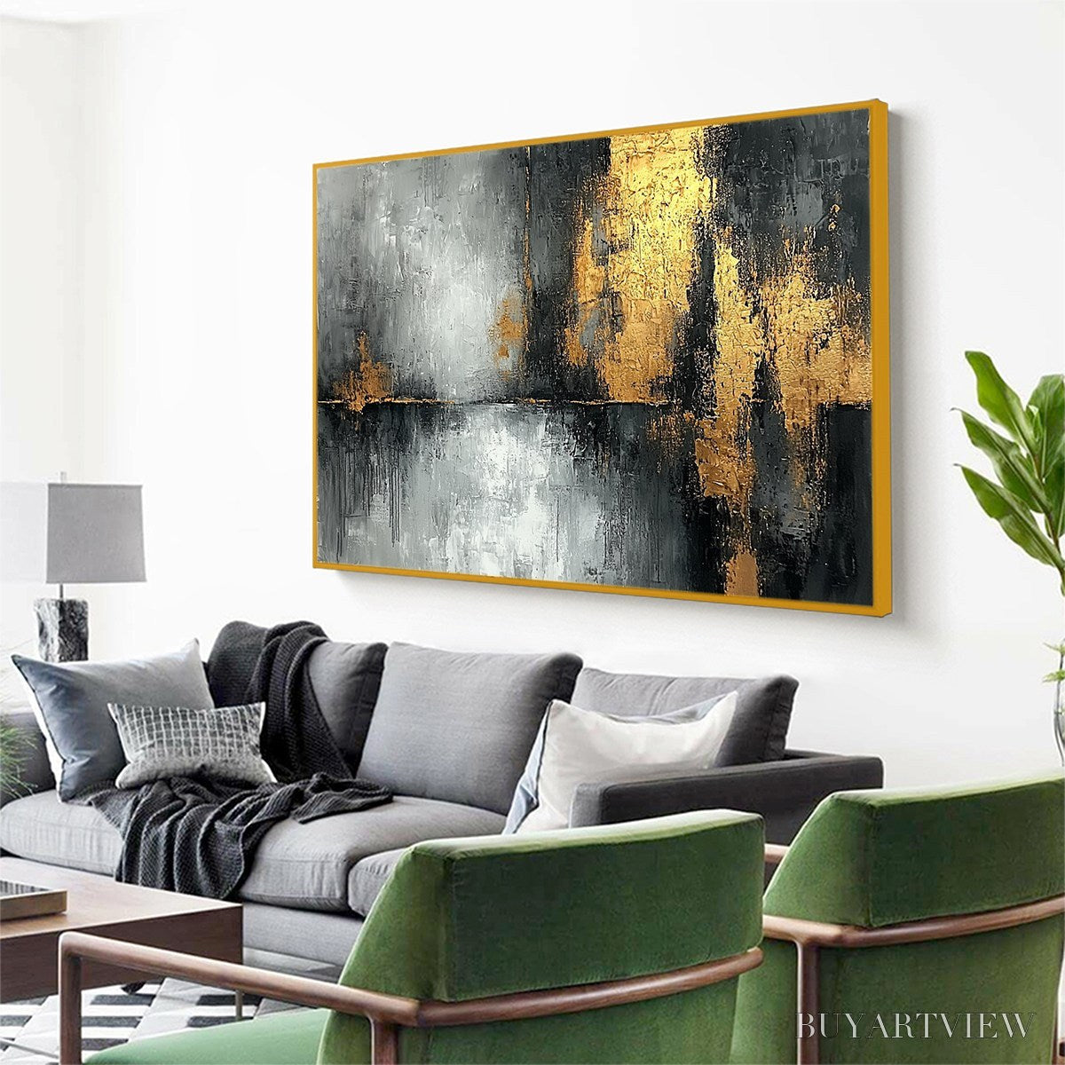 BUYARTVIEW Golden Embrace – Textured Abstract Oil Painting - image 3