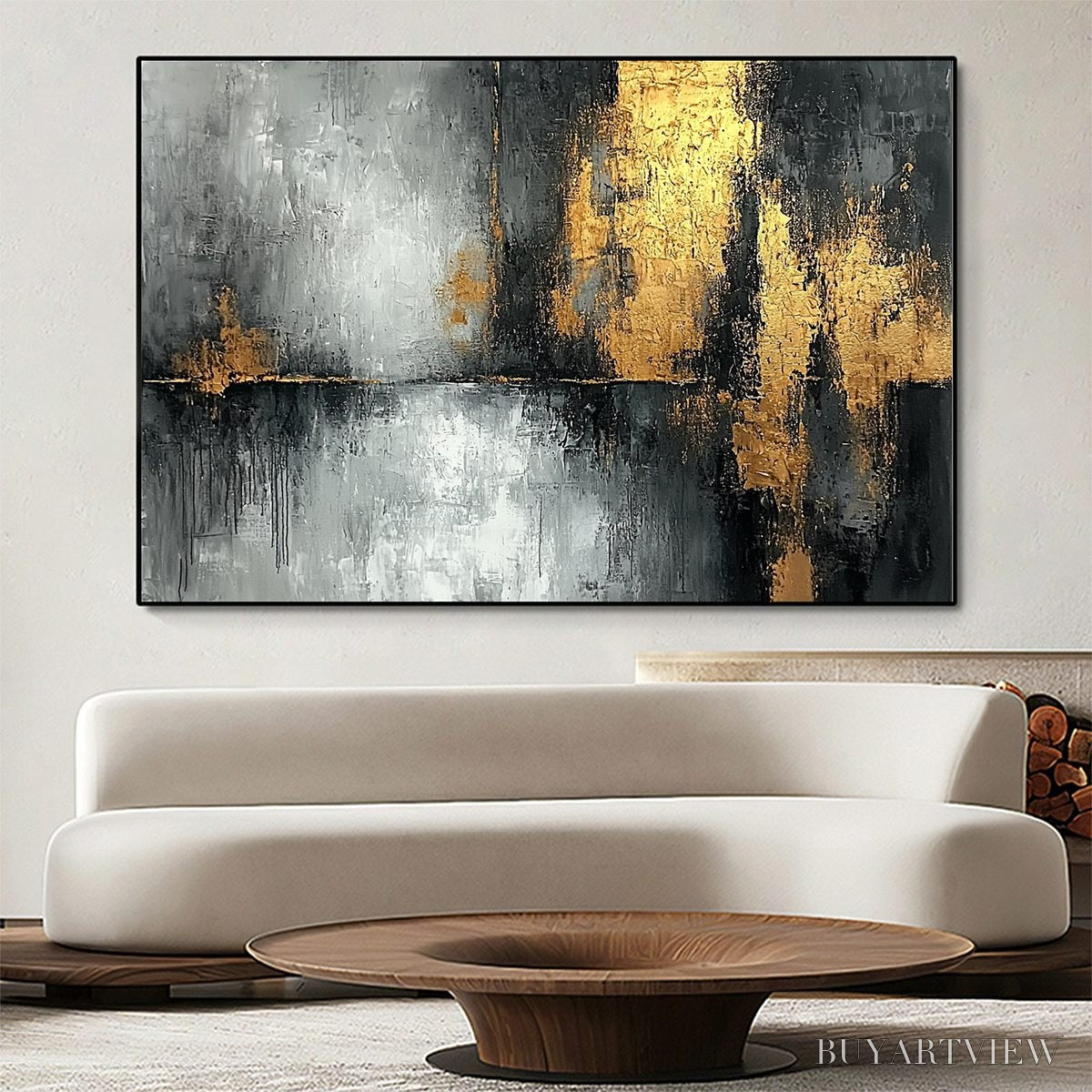 BUYARTVIEW Golden Embrace – Textured Abstract Oil Painting - image 4