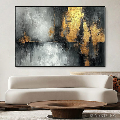 BUYARTVIEW Golden Embrace – Textured Abstract Oil Painting - image 4