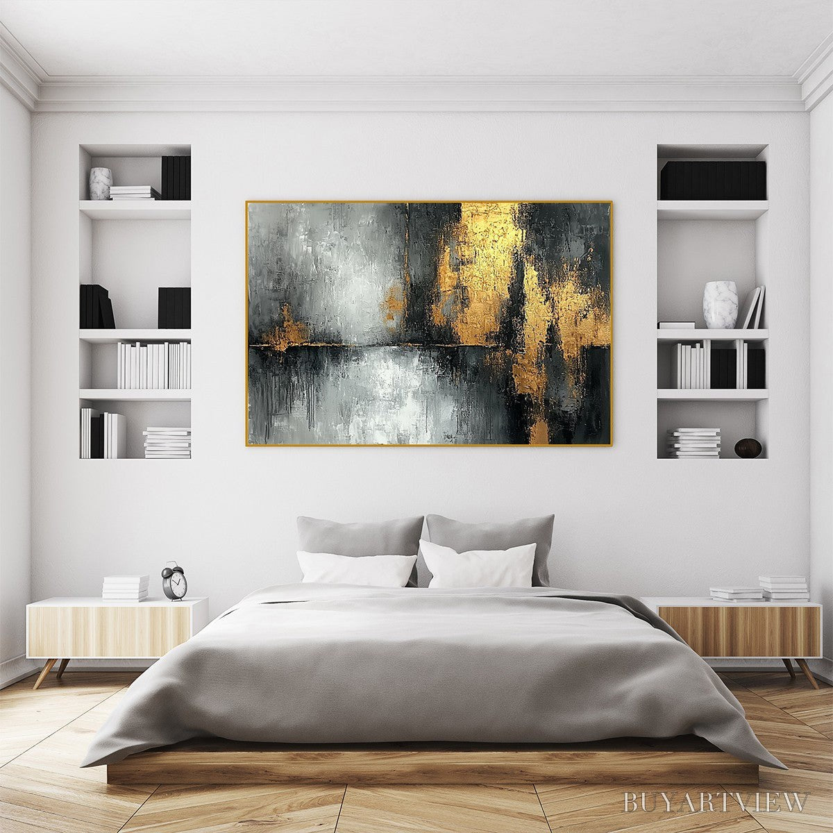 BUYARTVIEW Golden Embrace – Textured Abstract Oil Painting - image 5